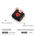 Cute black enamel crossbody bag charm with red heart detail for DIY alloy necklaces - Black Heart Crossbody Bag Style (PJ93009B)