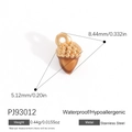 Golden acorn-shaped stainless steel pendant charm with 8.44mm height measurement - Brown Frosted Acorn Style (PJ93012)