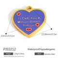 Purple heart charm in stainless steel with 18k gold plating and enamel finish - Purple Letter Heart (PJ93212)