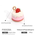 Charming strawberry cream cake alloy pendant charm with precise measurement details - Pink Cream Cake Style (PJ93028A)