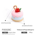 Pink and blue alloy cake pendant with strawberry for DIY necklace crafts - Icing Layered Cake Style (PJ93028C)