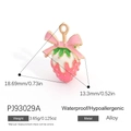 Cute strawberry alloy pendant with pink bow and golden loop for DIY jewelry making - Bowknot Strawberry Style (PJ93029A)