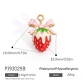 Sweet red strawberry pendant charm with pink bow detail in colorful enamel alloy - Red Strawberry with Bow Style (PJ93029B)