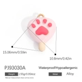 Pink heart cat paw popsicle charm in enamel alloy for jewelry making 15x10mm - Pink Heart Cat Paw Popsicle Style (PJ93030A)