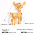 Golden reindeer stainless steel Christmas pendant charm with size and weight specs - Glossy Gold Elk (PJ92915)