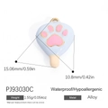 Cute heart shaped cat paw charm in light blue alloy with dimensions 15.06mm by 10.8mm - Light Blue Heart Cat Paw Style (PJ93030C)