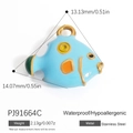 Blue enamel tropical fish pendant in gold-plated stainless steel with colorful patterns - Sky Blue Fish Shape (PJ91664C)