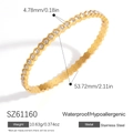 Minimalist 18K gold-plated stainless steel bangle with hexagon honeycomb pattern - 18K Gold Plated / Hexagonal Honeycomb Style (SZ61160)