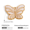 White butterfly enamel charm in golden stainless steel for DIY necklace and bracelet - White Butterfly Shape (PJ92922A)