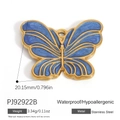 Blue butterfly pendant in 18K gold plated stainless steel with sparkling enamel finish - Blue Butterfly Shape (PJ92922B)