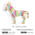 Rainbow enamel zebra pendant in 18K gold-plated stainless steel with colorful stripes - Multicolor Zebra Shape (PJ92923C)