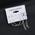 Juego de pendientes de plata con circonitas cuadradas y colgantes de cadena chic - Juego de 4 Pares de Plata con Cadena Larga (14 A4114)