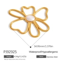 18K gold plated hollow flower pendant with pearl, stainless steel jewelry charm - Hollow Flower Shape (PJ92925)