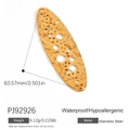Hammered texture stainless steel oval bar pendant in gold finish for DIY jewelry - Irregular Hammered Hollow (PJ92926)