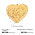 Pendentif cœur en acier inoxydable doré orné d'une élégante gravure de rose - Style Cœur avec Relief de Rose (PJ93063)