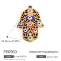 Hamsa hand stainless steel pendant with colorful evil eyes jewelry charm - Evil Eye Hamsa Hand (PJ92930)