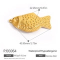Pendentif sirène en acier inoxydable plaqué or 18K avec détails d'écailles texturés - Style Poisson Doré Texture Pointillée (PJ93064)