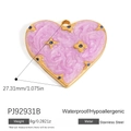 Waterproof stainless steel heart pendant with gold finish and purple enamel detail - Pink Purple Texture Heart (PJ92931B)