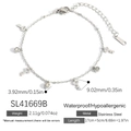 Silver stainless steel bracelet with key pendant and zircon crystal on a white background - Key Charm Style - Silver (SL41669B)