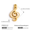 G-clef musical brooch in gold-plated stainless steel with white shell inlay - G-clef Single Pendant (PJ93112) / 18K Gold Plated