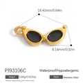 Sunglasses pendant charm in 18K gold plated stainless steel with black enamel finish - Sunglasses Shape Single Pendant (PJ93106C) / 18K Gold Plated