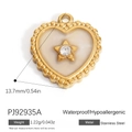 Golden heart-shaped stainless steel pendant with white inlay and sparkling star detail - Off-White Star Heart (PJ92935A)