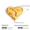 Pendentif cœur martelé en acier inoxydable plaqué or 18K pour création bijoux - Style Cœur Deux Trous Texture Martelée (PJ93072)