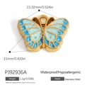 Blue butterfly pendant in 18K gold plated stainless steel for jewelry making - Blue Butterfly Pendant (PJ92936A)