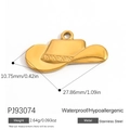 Pendentif chapeau de cowboy en acier doré, bijou étanche et hypoallergénique de qualité - Style Chapeau de Cowboy de l'Ouest Doré (PJ93074)