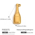 Pendentif bouteille de vin en acier inoxydable doré avec dimensions et poids - Style Bouteille de Champagne Dorée (PJ93075)