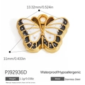 Golden stainless steel butterfly pendant with black and white drip oil wings charm - Black and White Butterfly (PJ92936D)