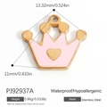 Pink crown pendant in 18K gold-plated stainless steel with heart detail for DIY jewelry - Pink Crown (PJ92937A)