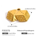 Pendentif double dés en acier inoxydable doré étanche pour création bijoux - Style Double Dés Dorés (PJ93078)