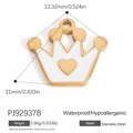Crown shaped 18K gold stainless steel pendant with white heart detail for DIY jewelry - White Crown (PJ92937B)