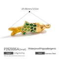 Colgante de pez en acero inoxidable dorado con esmalte verde y acabado impermeable - Colgante de Pez de Manchas Azul Cian (PJ92886A)