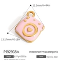 Pink camera charm in 18K gold plated stainless steel with waterproof and hypoallergenic properties - Pink Camera (PJ92938A)