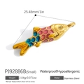 Colgante de pez koi en acero inoxidable dorado con motivos de esmalte rojo y azul - Colgante de Pez Koi de Lunares de Colores (PJ92886B)