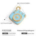 Blue enamel camera charm in stainless steel for DIY jewelry necklaces and pendants - Light Blue Camera (PJ92938B)