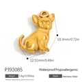Polierter 18K vergoldeter Chihuahua-Anhänger aus Edelstahl für DIY-Schmuckherstellung - Goldner Chihuahua-Stil (PJ93085)
