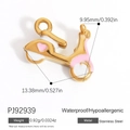 Pink and white enamel scooter pendant in golden stainless steel with heart pattern - Gold Scooter (PJ92939)