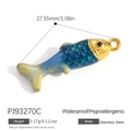 Blue-green gradient fish pendant in stainless steel with measurement of 27.55mm - Blue Green Gradient Koi (PJ93270C)