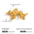 Golden stainless steel cheetah charm pendant with textured spots and waterproof finish - Gold Leopard Style (PJ93087)