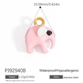 Pink elephant enamel pendant in 18K gold plated stainless steel with dimension measurements - Pink Elephant (PJ92940B)