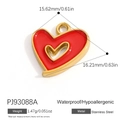Pendentif cœur en acier inoxydable plaqué or 18 carats avec émail rouge brillant - Style Cœur Creux en Émail Rouge (PJ93088A)
