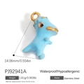 Blue dinosaur-shaped 18K gold-plated stainless steel pendant for jewelry DIY - Light Blue Dinosaur (PJ92941A)