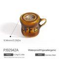 Mini coffee cup charm in brown gradient finish, 18K gold plated stainless steel pendant - Brown Coffee Cup (PJ92942A)