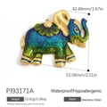 18k gold plated stainless steel elephant pendant with blue enamel and waterproof coating - Blue-Green Enamel Elephant Style (PJ93171A)