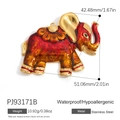 Wasserdichter Elefant-Anhänger aus Edelstahl mit buntem Emaille-Sonnenblumenmuster - Rot-Goldener Sonnenblumen-Elefanten-Stil (PJ93171B)