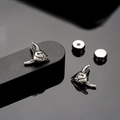 Poliierte silberne Stierkopf-Ohrstecker aus Edelstahl mit elegantem Industriedesign - Ochsenkopf-Stil (Einzelstück) (X845-A)