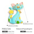 Sky blue enamel cat pendant in stainless steel, waterproof and hypoallergenic design - Sky Blue Flower Cat Style (PJ93172A)